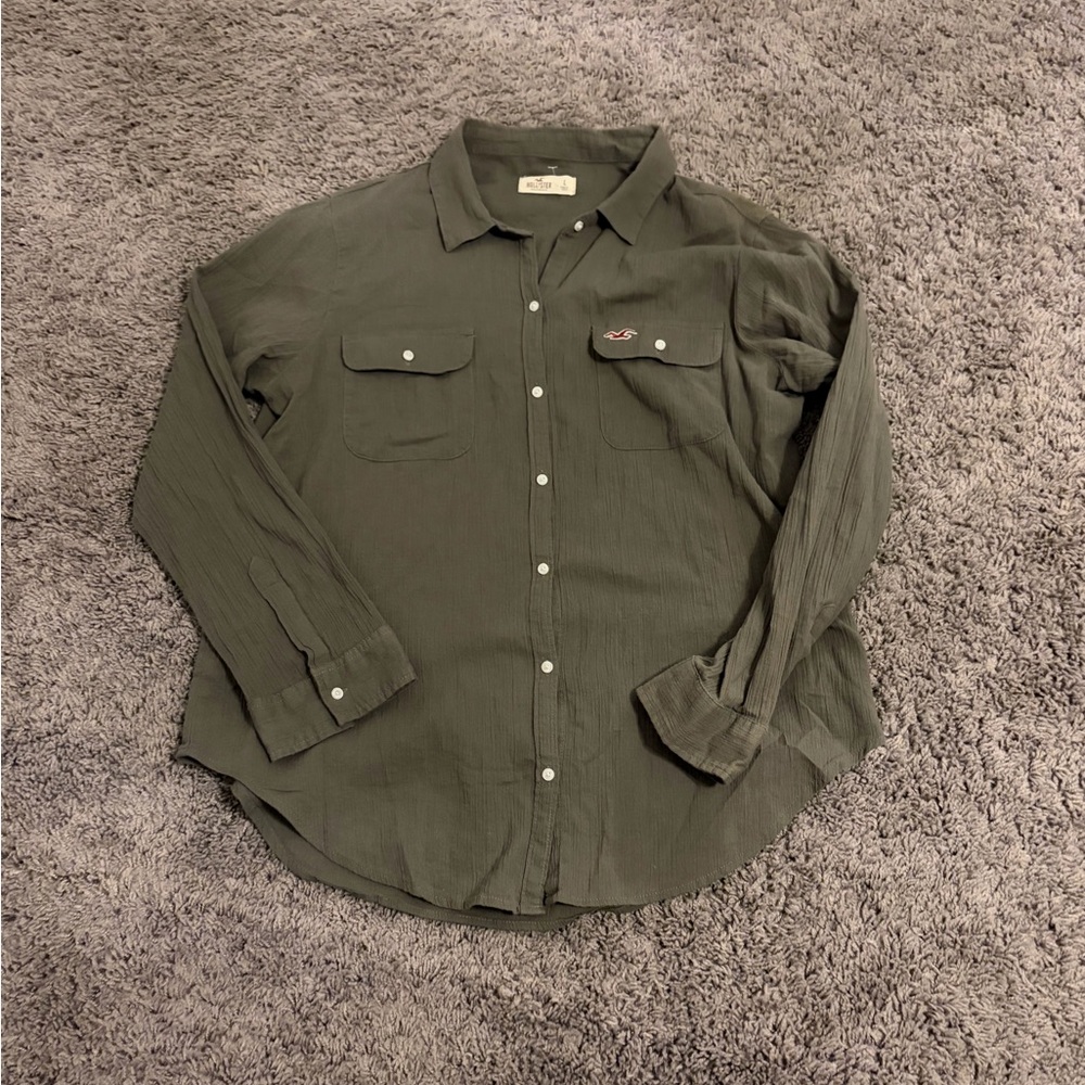 Hollister Dark Green Casual Button Down Shirt